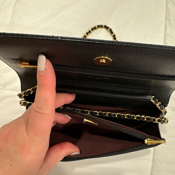 100% Authentic Black CHANEL Caviar Leather Wallet on Chain WOC - Picture 5 of 7